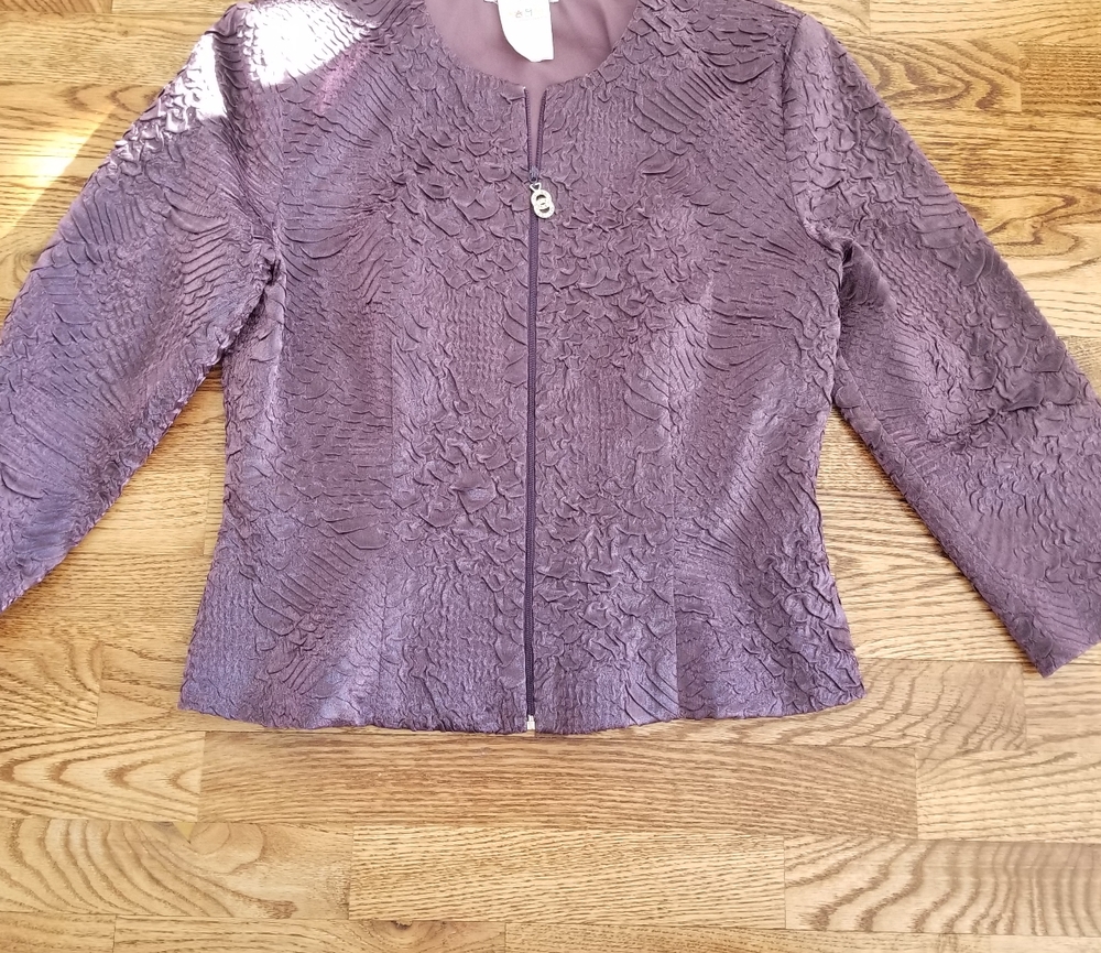 (8) Full Zip Up Purple Blazer/Jacket Textured Business Casual Office Workwear